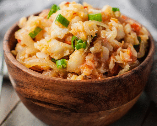 A bowl of prepared saltfsh